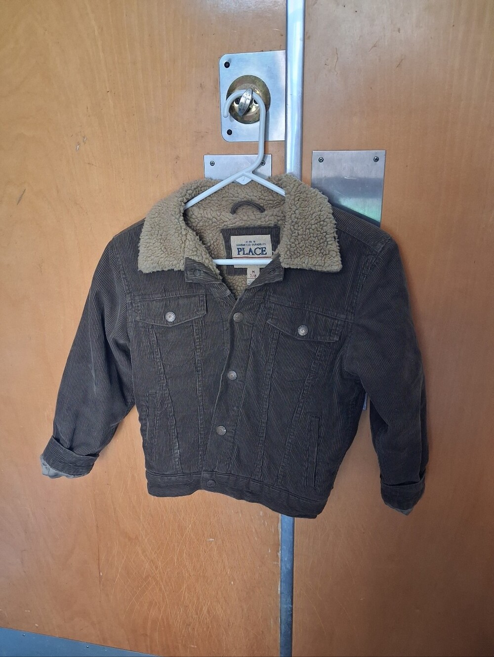 The Children's Place Brown Corduroy Jean Jacket with Cream Sherpa Lining
